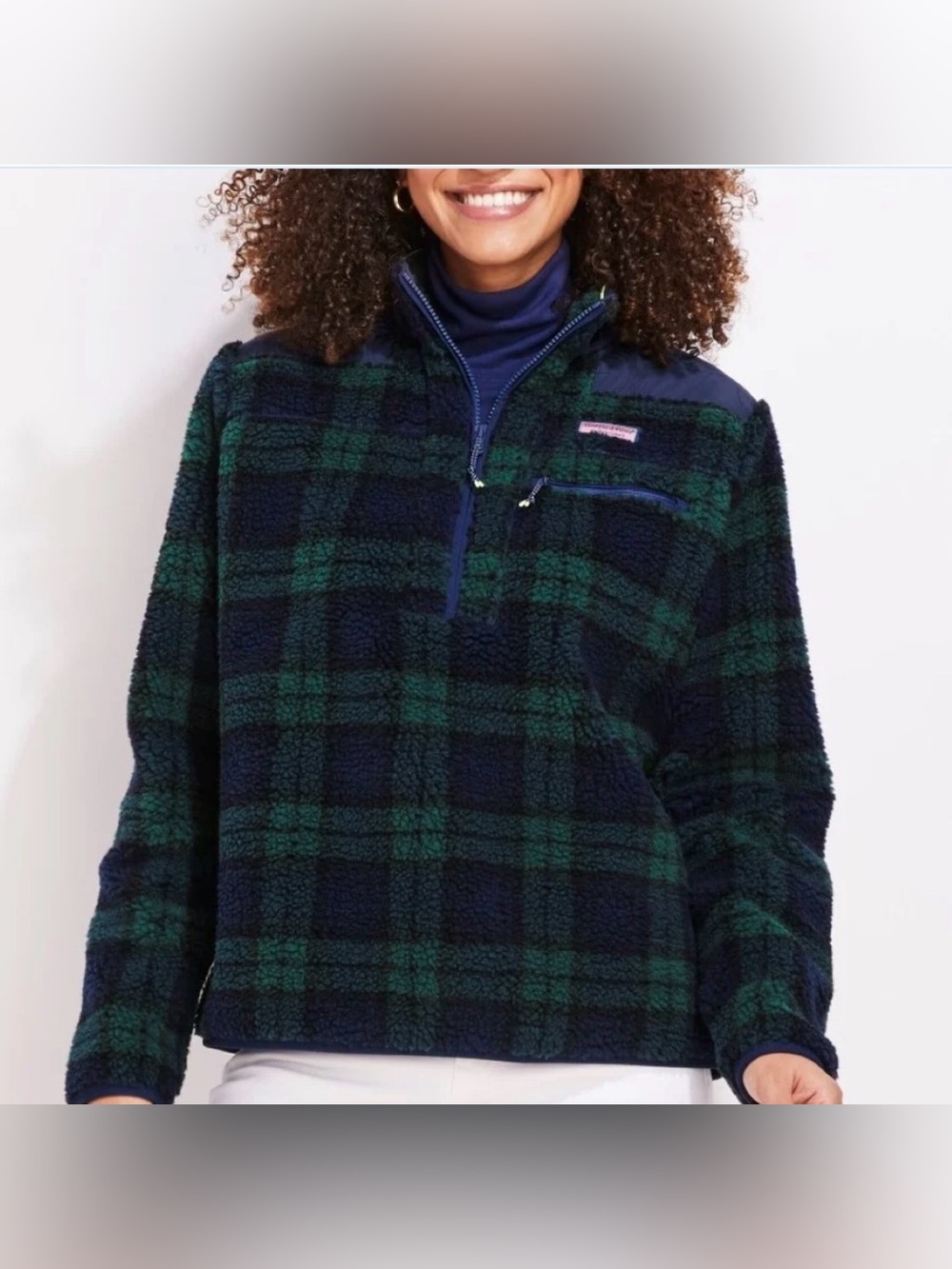 Vineyard Vines Women’s Blackwatch Sherpa SuperShep Sweatshirt Size Large